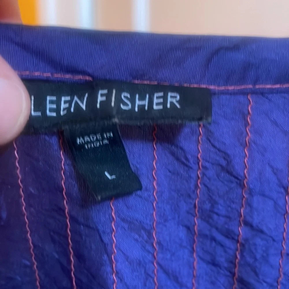 Eileen Fisher Purple Striped Button-Front Jacket